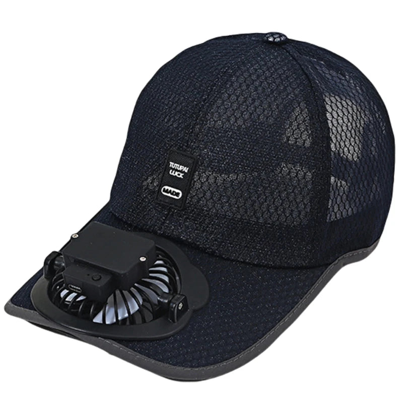 Breathable Baseball Hat for Unisex Sunshade with Fan Adjustable Beach Hat with Fan Unisex Adult Sports Hat Outdoor