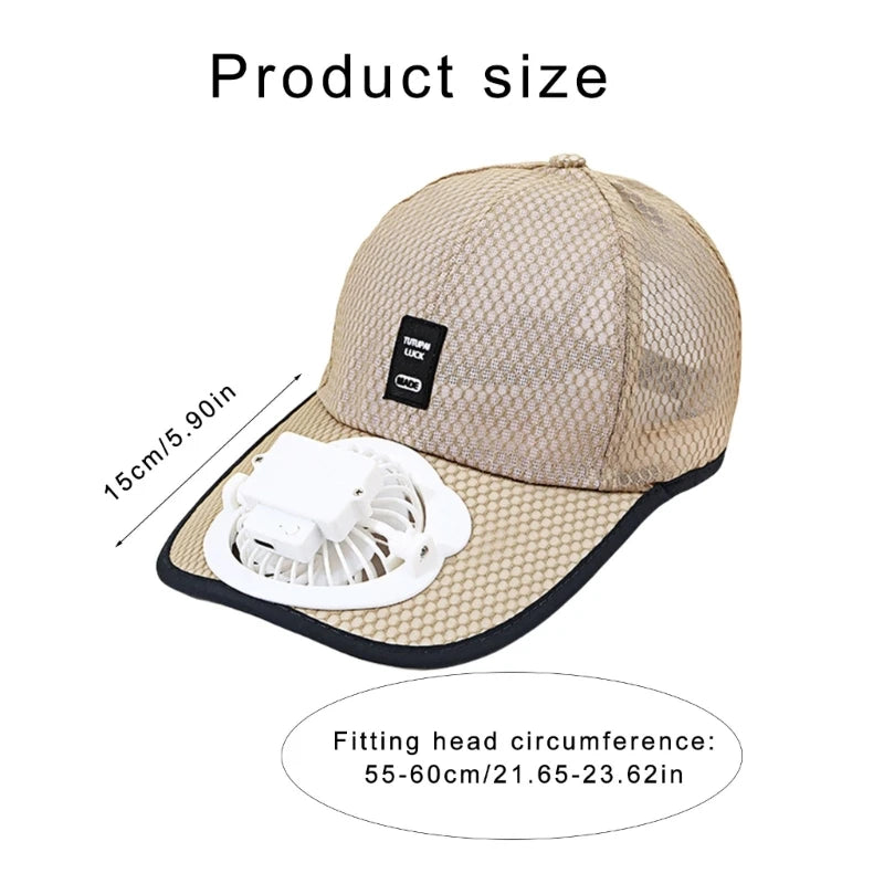 Breathable Baseball Hat for Unisex Sunshade with Fan Adjustable Beach Hat with Fan Unisex Adult Sports Hat Outdoor
