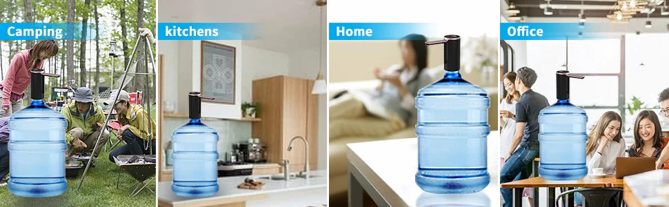 Water Dispenser for 2-5 Gallon Bottle, LED Display Touch Button 3 Quantitative Drinking Water Pump,Type C Charging Water Pump