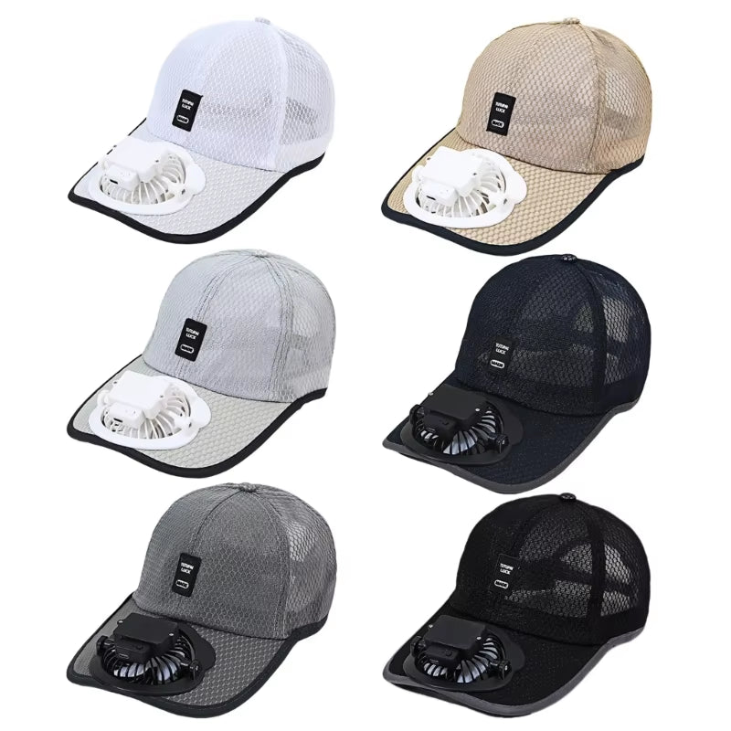 Breathable Baseball Hat for Unisex Sunshade with Fan Adjustable Beach Hat with Fan Unisex Adult Sports Hat Outdoor
