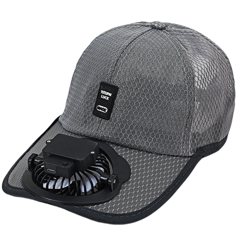 Breathable Baseball Hat for Unisex Sunshade with Fan Adjustable Beach Hat with Fan Unisex Adult Sports Hat Outdoor